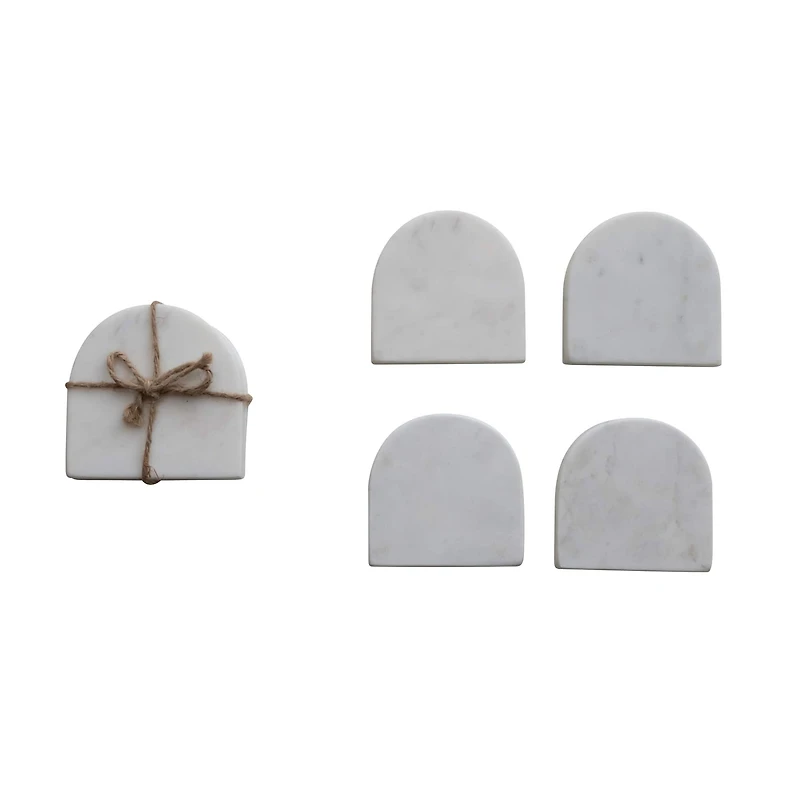 Hello Honey® White Modern Arched Marble Coaster Set
