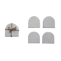 Hello Honey® White Modern Arched Marble Coaster Set