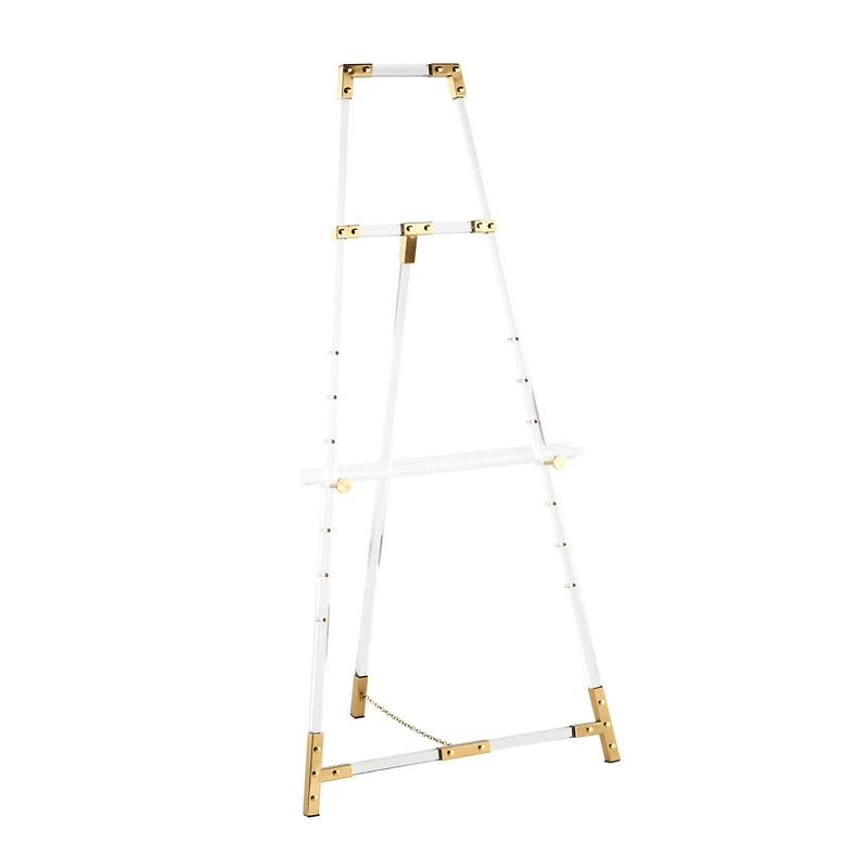 56.5" Clear Acrylic Plastic Adjustable 7-Tier Display Easel with Gold Accents & Chain Support