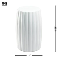 18.25" Glossy White Ceramic Stool