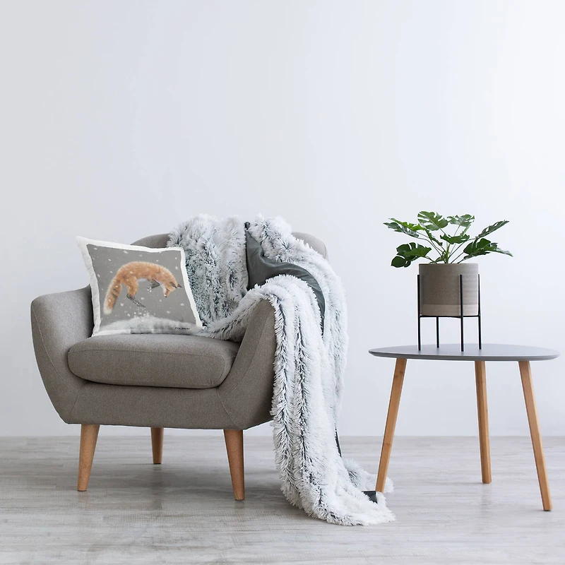 Stupell Industries Jumping Fox Snowy Winter Scene Throw Pillow