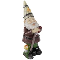 15.25" Gnome with Butterfly & Ladybug Outdoor Garden Statue