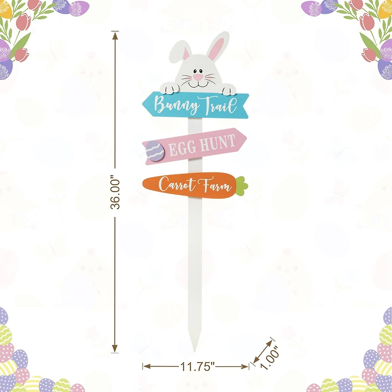 Glitzhome® 36" Wooden Easter Bunny Yard Stake