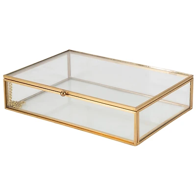 Home Details 9" Gold Vintage Glass Keepsake Box