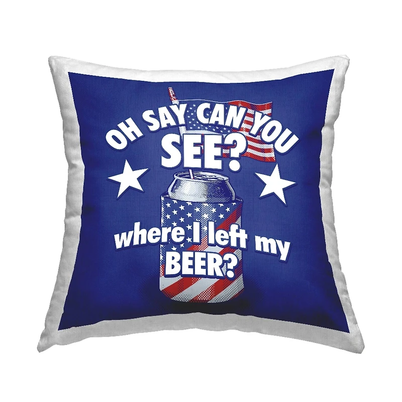 Stupell Industries Funny Patriotic Beer Decorative Printed Throw Pillow