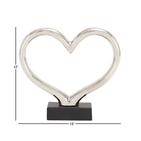 The Novogratz 12" Silver Ceramic Contemporary Heart Sculpture