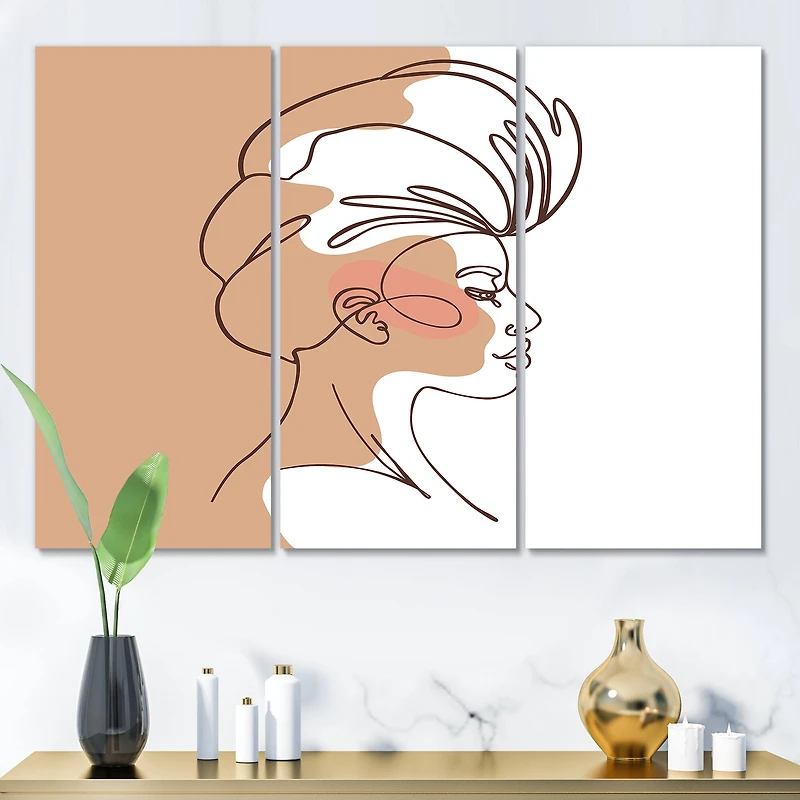 Designart - One Line Portrait of African American Woman II