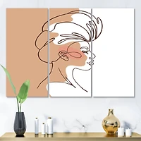Designart - One Line Portrait of African American Woman II