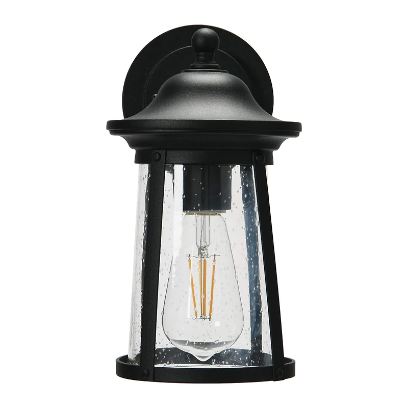 Hello Honey® Robert Stevenson Lighting Portside Matte Black Metal & Seedy Glass Outdoor Light