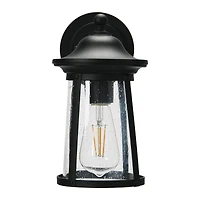 Hello Honey® Robert Stevenson Lighting Portside Matte Black Metal & Seedy Glass Outdoor Light