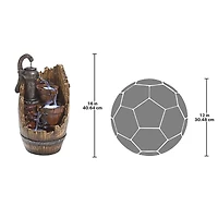 Design Toscano Farm Cistern Barrel Illuminated Garden Fountain