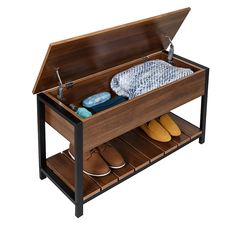 Honey Can Do Walnut Entryway Shoe Storage & Bench