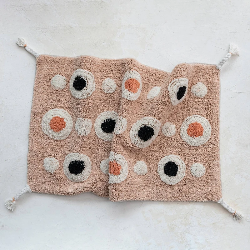 Hello Honey® Boho Cotton Tufted Circle Pattern Bath Mat with Tassels, 3ft. x 2ft.