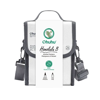 Ohuhu® Honolulu B Brush & Fine Dual Tip 24 Color Basic Marker Set