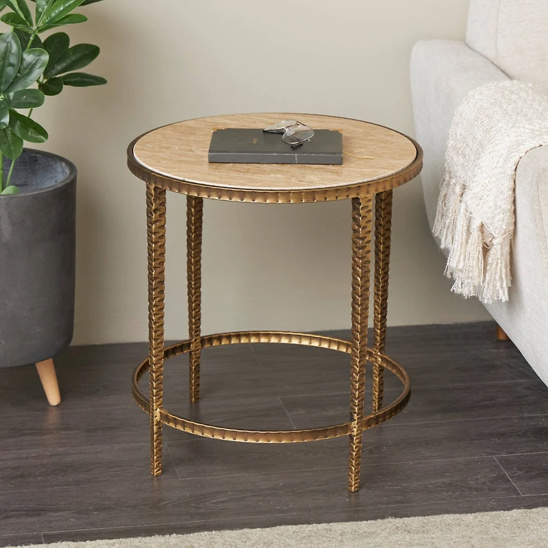 20" Gold Metal Accent Table