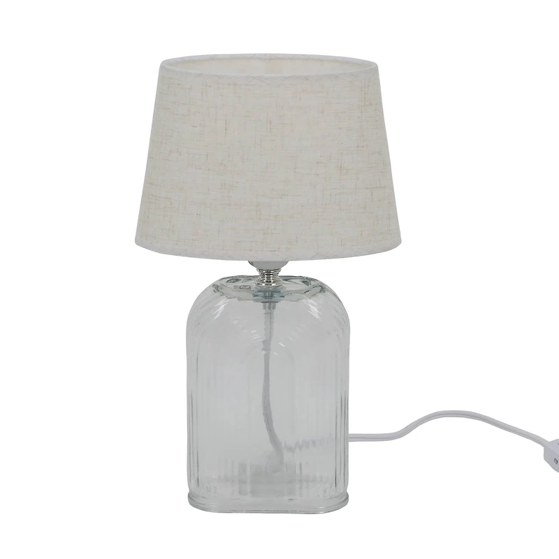 14" Ribbed Arches Glass Tabletop Lamp with Fabric Shade by Ashland