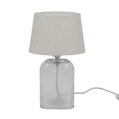 14" Ribbed Arches Glass Tabletop Lamp with Fabric Shade by Ashland