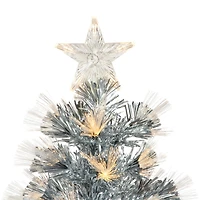 3ft. Pre-Lit Fiber Optic Silver Artificial Christmas Tree, Warm White Lights