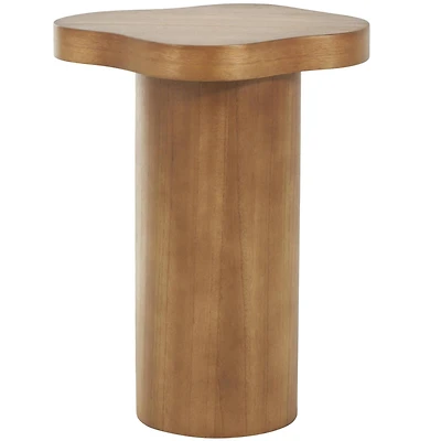 23" Brown Pedestal Side End Accent Table with Rounded Square Top