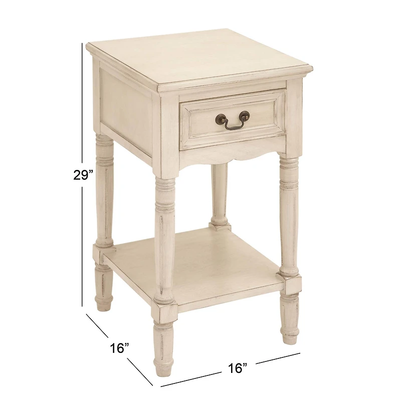2.5ft. Cream Wood Traditional Accent Table