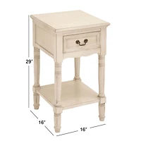 2.5ft. Cream Wood Traditional Accent Table