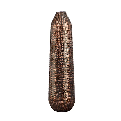 26" Embossed Metal Tower Vase