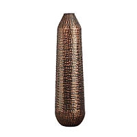 26" Embossed Metal Tower Vase