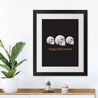 Floral Skull Black Framed Print Wall Art