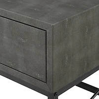 Gray 2-Drawer Faux Shagreen Coffee Table