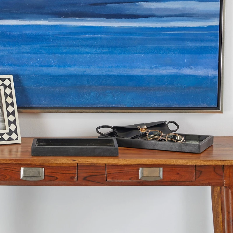 CosmoLiving by Cosmopolitan Black Marble Tray Set