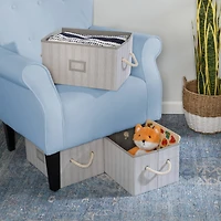 Honey Can Do Gray Stripes Large Collapsible Fabric Storage Bins with Handles, 3ct.