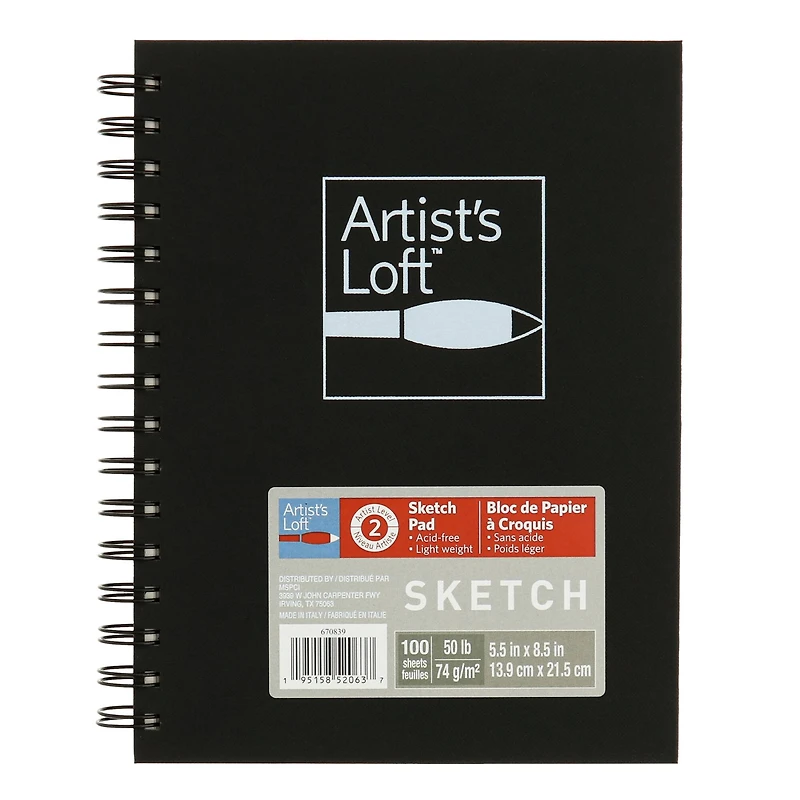 Black Hard Cover Sketchbook by Artist's Loft™, 5.5" x 8.5"