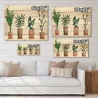 Designart - Duo of Potted Flowers House Plants - Farmhouse Print on Natural Pine Wood