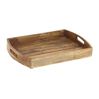 Light Brown Mango Wood Rustic Tray Set