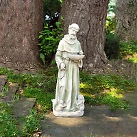 23.5" Religious St. Francis of Assisi Bird Feeder Outdoor Garden Statue