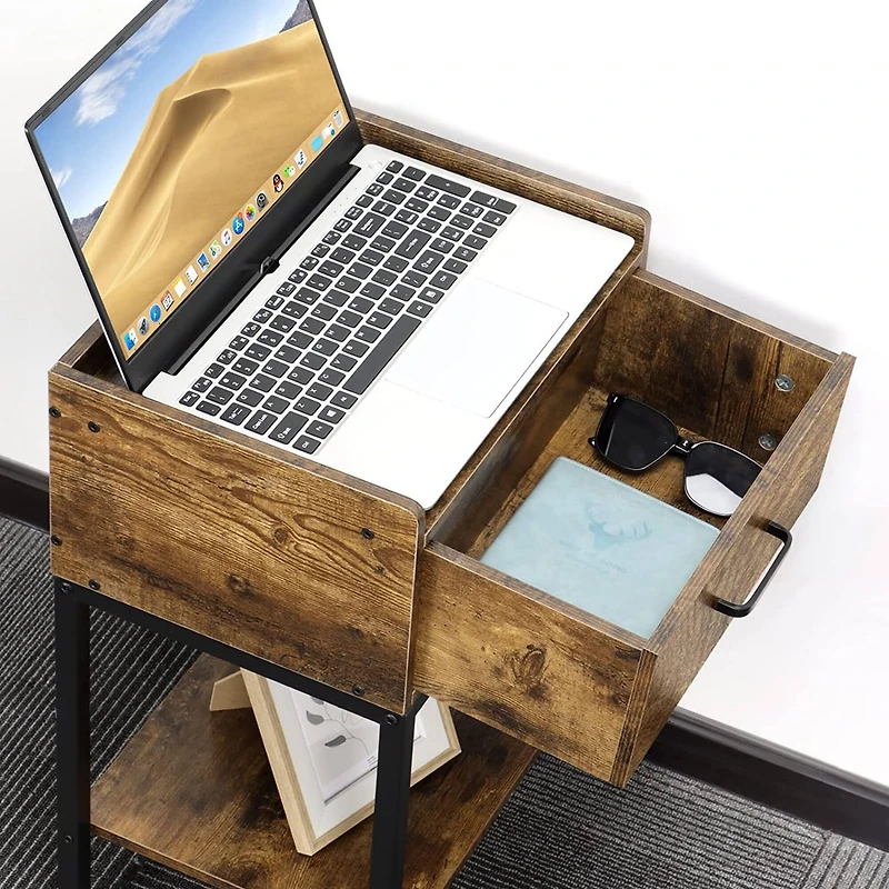 NEX™ 2 Layer Bedside End Table with Drawer & USB Ports