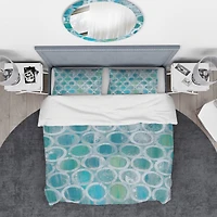 Designart 'Natural Blue Circle' Geometric Bedding Set