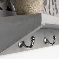 24" Dove Gray Hand-Carved Wall Shelf & Coat Rack