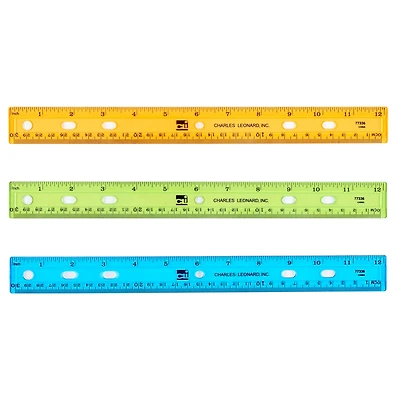 Charles Leonard Multicolors 12"  Plastic Ruler, 48ct.
