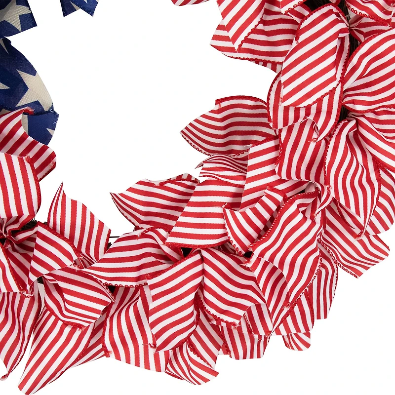 24" Stars & Stripes Patriotic Ribbon Wreath