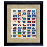U.S. State Flag Stamp Sheet in 16" x 14" Wood Frame
