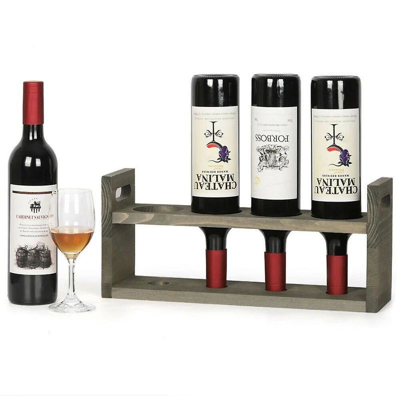 NEX™ 16" Olive Green 4-Bottle Countertop Wood Wine Rack
