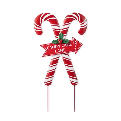 Glitzhome® 30" Metal Christmas Candy Cane Yard Stake