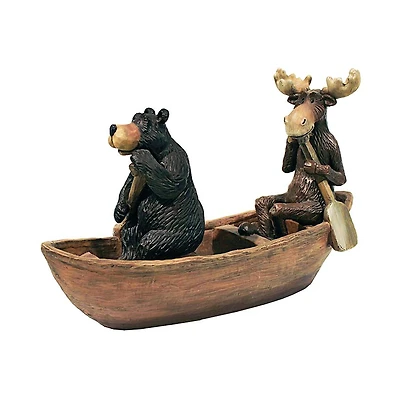 Design Toscano 11.5" Moose & Black Bear in a Boat Statue