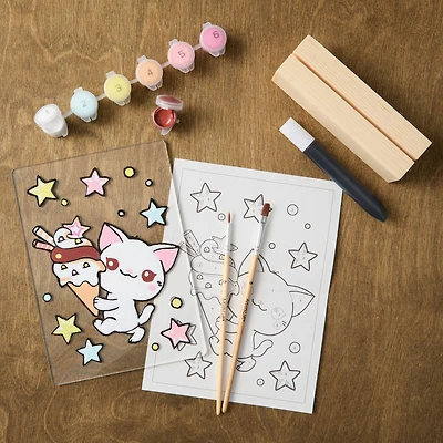 5" x 7" Manga Kitten Paint-by-Number Acrylic Surface Kit by Artist's Loft®