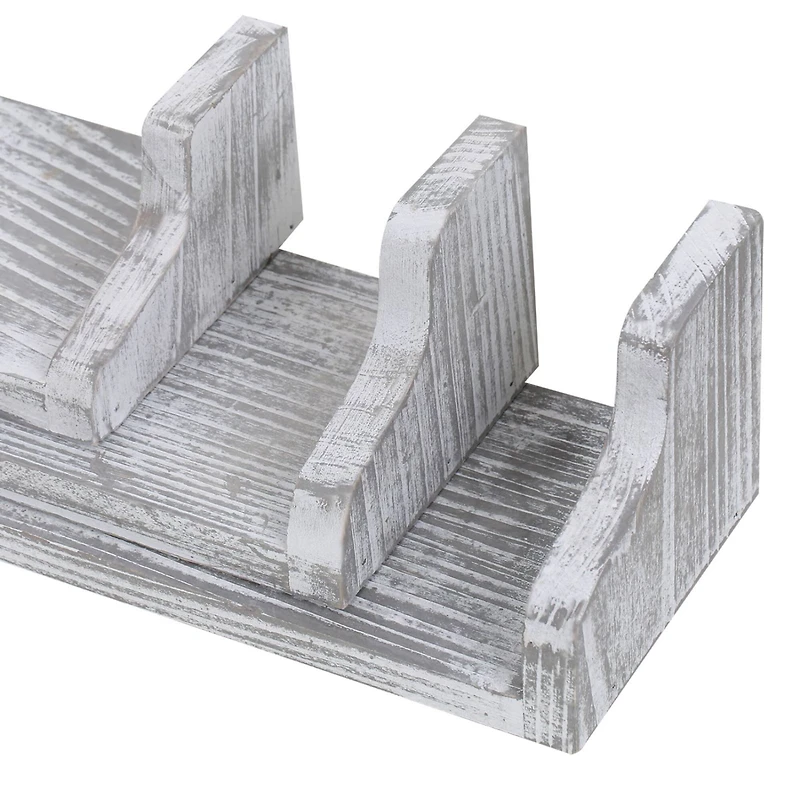 NEX™ Pale Gray Rustic Wood Floating Shelves Set with Metal Brackets