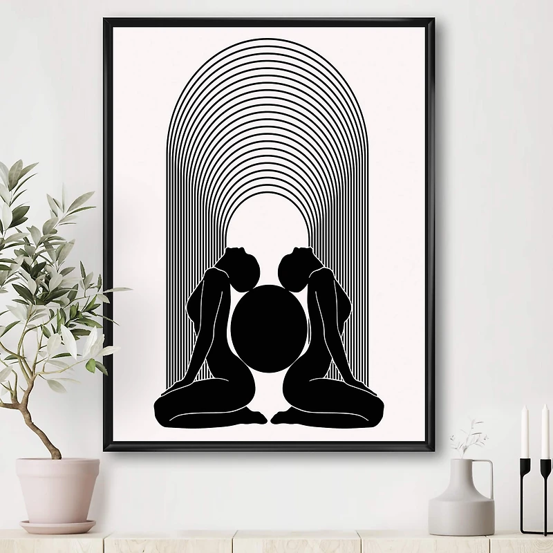 Designart - Empowered Cosmic Women Geometric Goddess Series Black And White I