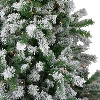 7.5ft. Pre-Lit Flocked Winter Park Fir Artificial Christmas Tree, Warm Clear LED Lights