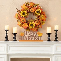 Glitzhome® 18" Wood & Metal Happy Harvest Table Décor