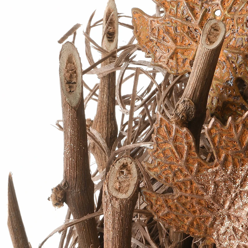 18" Harvest Brown Maple Leaves Wreath